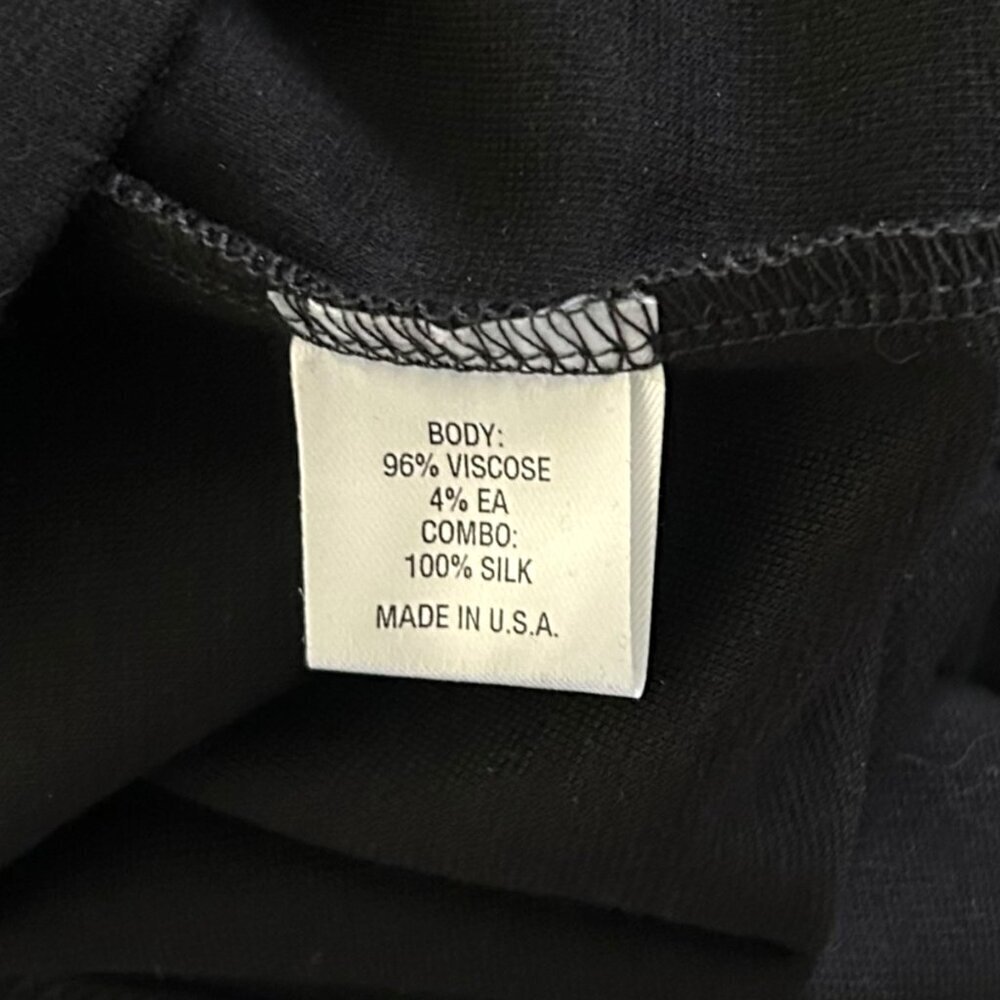 NWT Lola & Sophie Camille Twisted Neck Blouse Silk Chiffon Sleeves Black Sz XS - Picture 7 of 8
